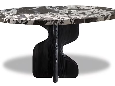 Modern Bar Design With Marble Countertop And Curved Black Wooden Base 3d model
