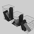 Multiple Wire Storage Baskets With Folded Towels And Clothes In Home Laundry Room 3d model