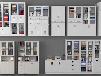 Modern Bookcases In Various Styles With Glass Doors Drawers And Storage Shelves 3d model