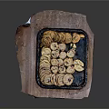 Assorted Cookies on Black Tray Served with Brown Paper on Dark Background