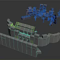 Modular Industrial Equipment Components With Gray And Red Structural Parts