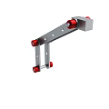 Silver Metal Mechanical Bracket With Red Rollers And Multiple Holes Design 3d model
