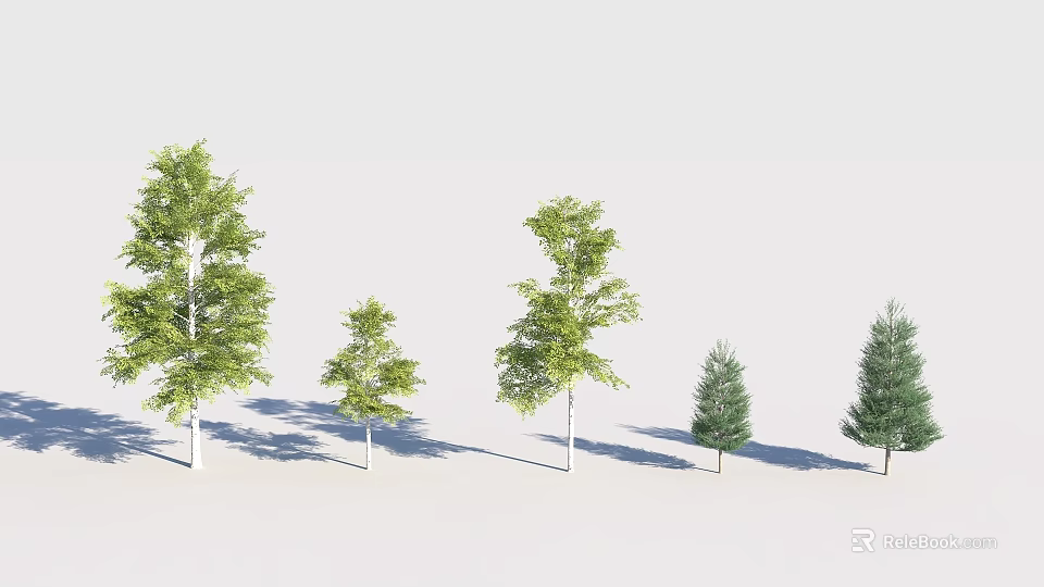 Tree Pit Design With Various Trees Of Different Sizes And Species 3d model