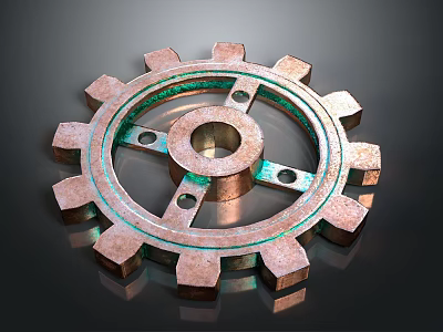 Sturdy Polished Metal Hardware Tool Gear With Multiple Teeth And Central Hole 3d model