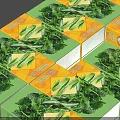 Vibrant Decorative Ornament Set With Green Yellow Elements And Stacked Design For Home Decoration