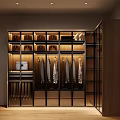 Modern Luxury Corner Walk In Wardrobe With Glass Doors And Built In Warm Lighting