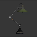 Vintage Style Table Lamp With Green Lampshade Adjustable Metal Arm And Sturdy Base Design