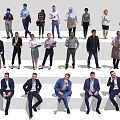 Modern European and American character multiplayer combination 3d model