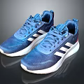 Blue Sporty Comfortable Mesh Sneakers With White Stripes And White Sole