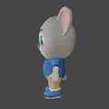 Adorable Gray Koala Game Movie Character with Pink Ears Blue Eyes Blue T-shirt Brown Shorts