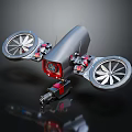 Intelligent Flying Machine With Dual Rotors Black Body Red Components And Control Panel