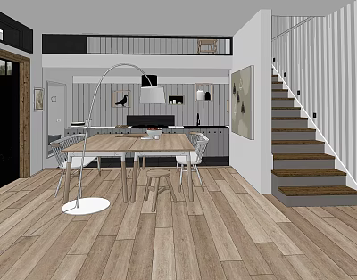 Nordic Kitchen Kitchen Restaurant Combo 3d model