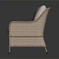 Stylish Wicker Two Seater Sofa With Light Colored Cushions And Seat Pad