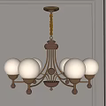 Modern Golden Wooden Chandelier With White Spherical Shades For Interior Decor