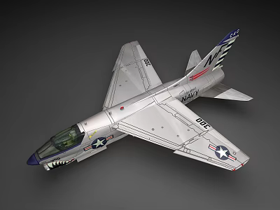 Silver White Fighter Jet Model With Shark Mouth Design And Stars Logo On Gray Background 3d model