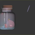 Decorative Glass Jar With Pink Lid And Colorful Elements For Home Decoration