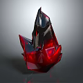 3D Rendered Red And Black Geometric Crystal Structure With Luminous Effect