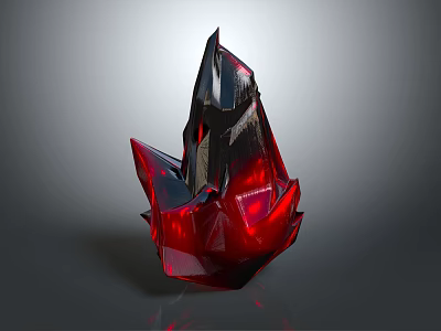 3D Rendered Red And Black Geometric Crystal Structure With Luminous Effect 3d model