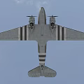 U.S. Air Force Transport Aircraft C47 Air Train with Interior Cockpit Cabin Wings Can Swing Alone 3d model