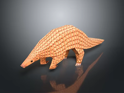 Handcrafted Brown Pangolin Model With Scaled Texture And Shiny Surface 3d model