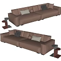 Modern Multi-person Sofa Living Room Sofa Leather Sofa Modular Sofa Combination Sofa Three-person Sofa Exploded Side-table Stainless Steel Side-table 3d model