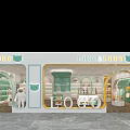 Children's Specialty Store With Green White Design And Cartoon Bear Display Shelves