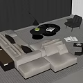 Modern Italian Double-sided Sofa Coffee Table Combination Multi-person Sofa Coffee Table Combination Fabric Sofa Double-sided Sofa 3d model