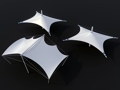 Modern Tensile Membrane Structure Design With White Canopy And Architectural Features 3d model