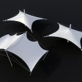Modern Tensile Membrane Structure Design With White Canopy And Architectural Features 3d model