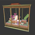Wooden Display Cabinet With Glass Doors Showcasing Antique Sculptures Tools And Artifacts Inside