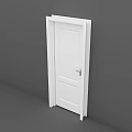 White Hinged Door With Simple Design Silver Metal Handle And Frame 3d model