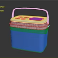 Blue And White Portable Cooler Box With Handle And Insulated Design