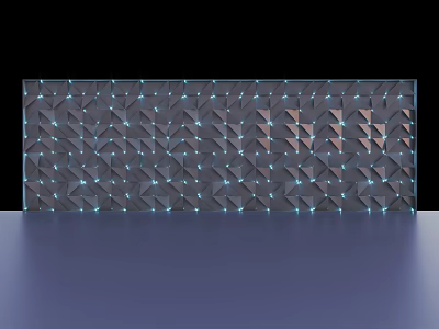 3D Geometric Textured Background Wall With Triangle Design And Blue Lights 3d model