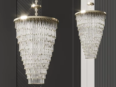Modern Elegant Crystal Chandelier With Gold Finish Hanging Crystal Beads Lighting 3d model