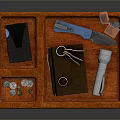 Wooden Divided Tray Organizer for Daily Essentials with Coins Notebook Keys Pen and Flashlight