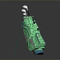 Green Golf Bag With Stand And Golf Clubs Sports Equipment