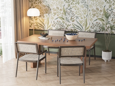 American Retro Dining Table and Chair Combination model