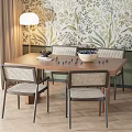 American Retro Dining Table and Chair Combination 3d model