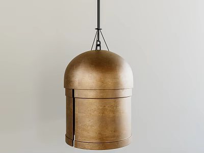 Unique Shaped Brass Dome Pendant Light With Layered Design Hanging In Light Background 3d model