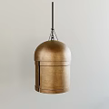 Unique Shaped Brass Dome Pendant Light With Layered Design Hanging In Light Background