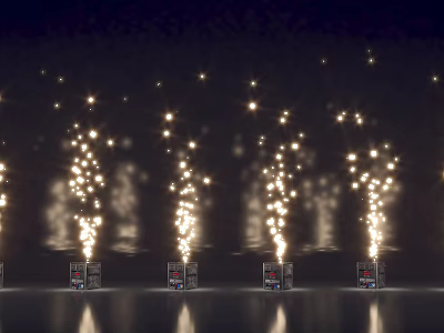 Modern Commercial Equipment With Upward Light Beams Arranged In A Row On Dark Background 3d model