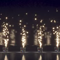 Modern Commercial Equipment With Upward Light Beams Arranged In A Row On Dark Background