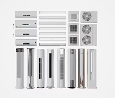 Different Types Of Air Conditioners And Fans With Modern Designs For Home Use 3d model