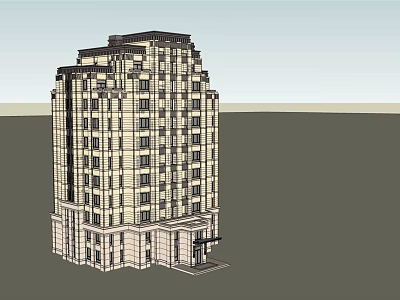 Classic Modern High Rise Building Exterior With Detailed Facade And Window Arrangement Design 3d model