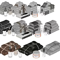 Elegant Bathroom Accessories With Folded Towels Toiletry Bottles And Storage Boxes