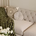 Elegant Light Luxury Living And Dining Room With Comfortable Furnishings And Delicate Home Decor