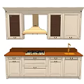 Classic Kitchen Cabinets With Upper Lower Units Range Hood Countertop And Sink 3d model