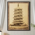 New Chinese Architectural Painting Decorative Hanging Painting 3d model