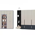 Modern Wardrobe With Multiple Doors Drawers Open Shelves And Decorative Items 3d model