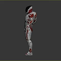 Futuristic Game Movie Character With White Red Armor And Mechanical Design Details